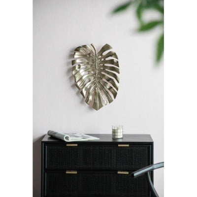 18.9x13.4x1.4 Gold Monstera Leaf Wall DEcor