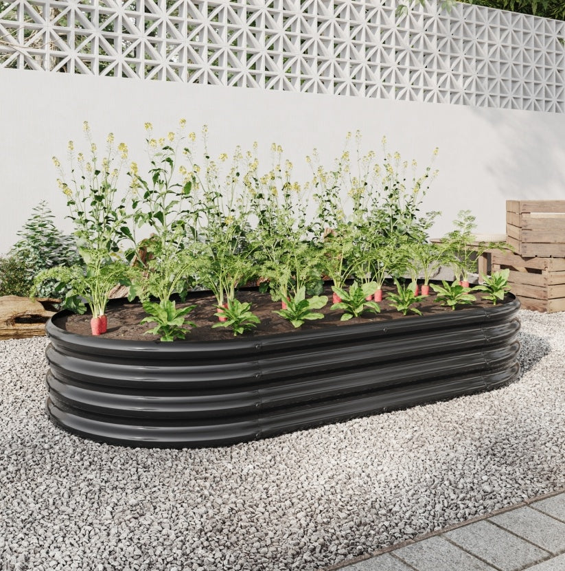 Outdoor Galvanized Metal Oval Planter Box