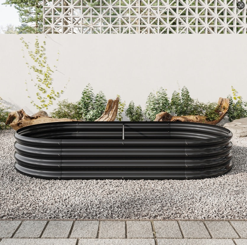 Outdoor Galvanized Metal Oval Planter Box