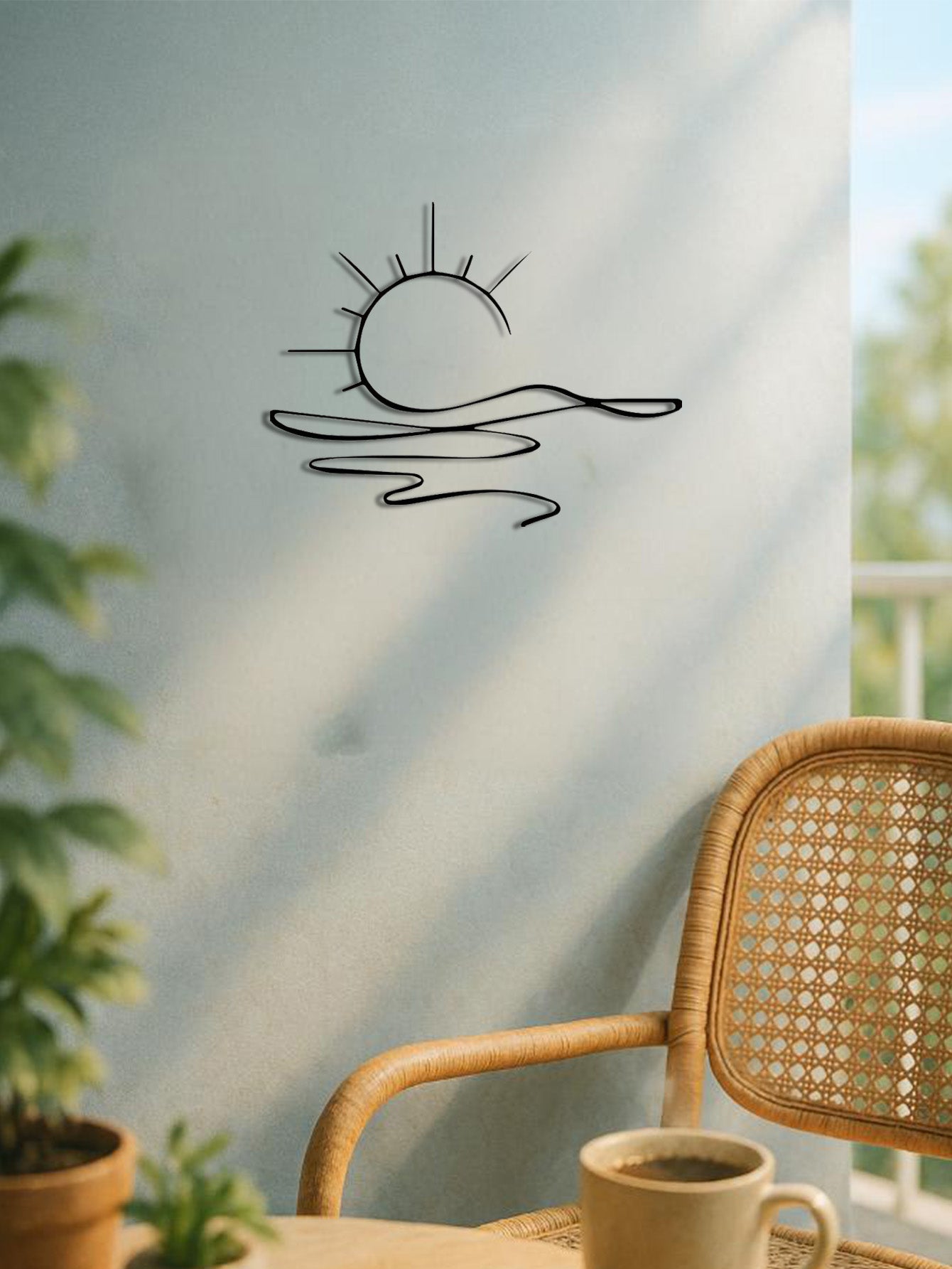 Abstract Sun Line Design Iron Wall Decor