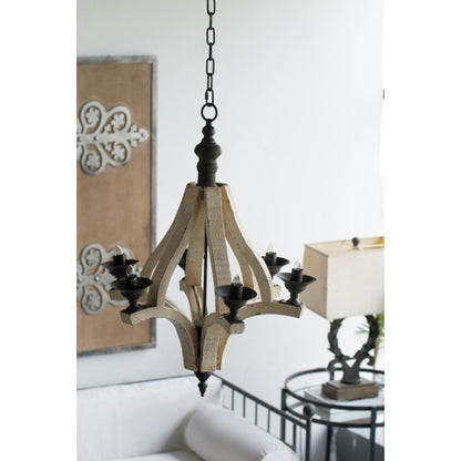 Rustic 6-Light Wood Pendant for Kitchen & Dining Room