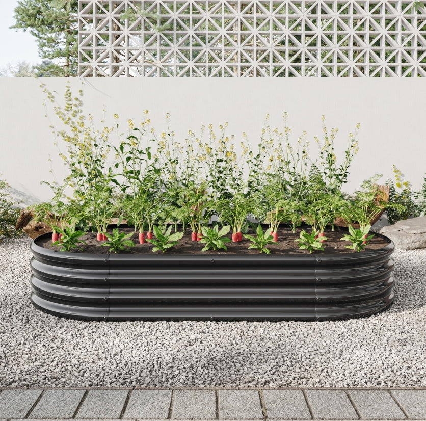 Outdoor Galvanized Metal Oval Planter Box