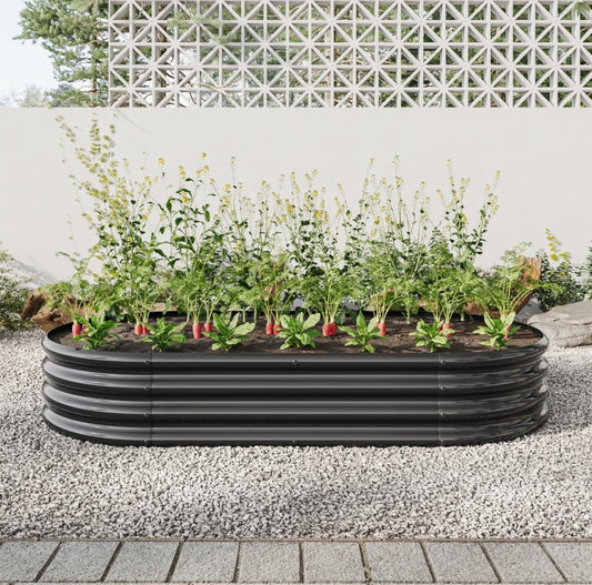 Outdoor Galvanized Metal Oval Planter Box