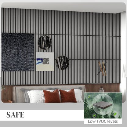 4-Pack Gray Wood Slat Acoustic Wall Panels (24"x24")