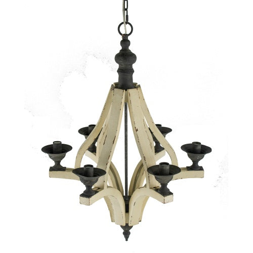 Rustic 6-Light Wood Pendant for Kitchen & Dining Room
