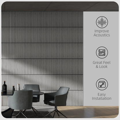 4-Pack Gray Wood Slat Acoustic Wall Panels (24"x24")
