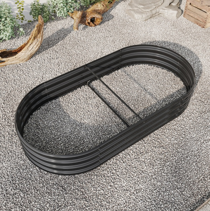 Outdoor Galvanized Metal Oval Planter Box