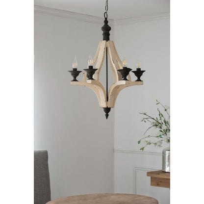 Rustic 6-Light Wood Pendant for Kitchen & Dining Room