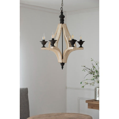 Rustic 6-Light Wood Pendant for Kitchen & Dining Room