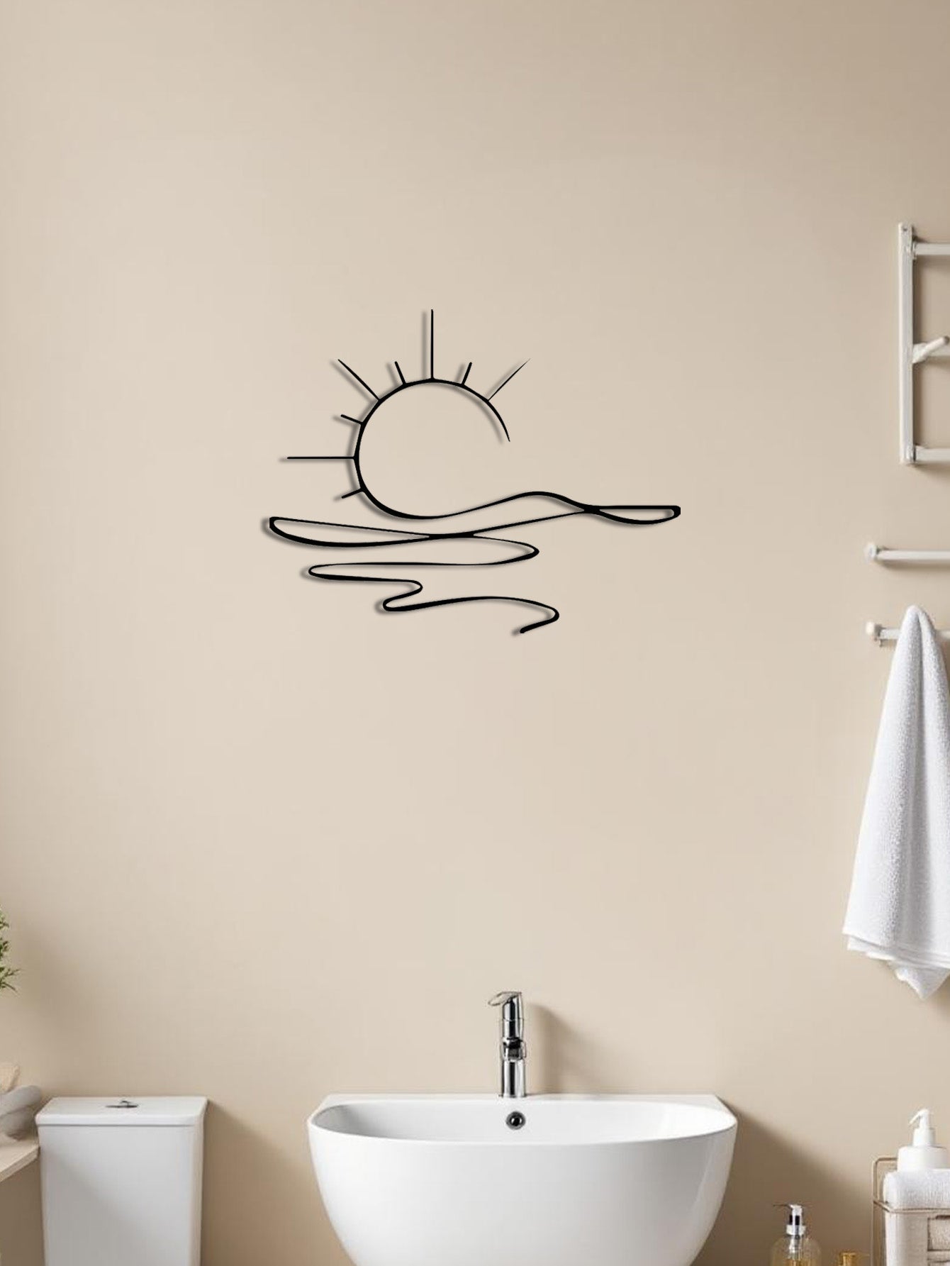 Abstract Sun Line Design Iron Wall Decor