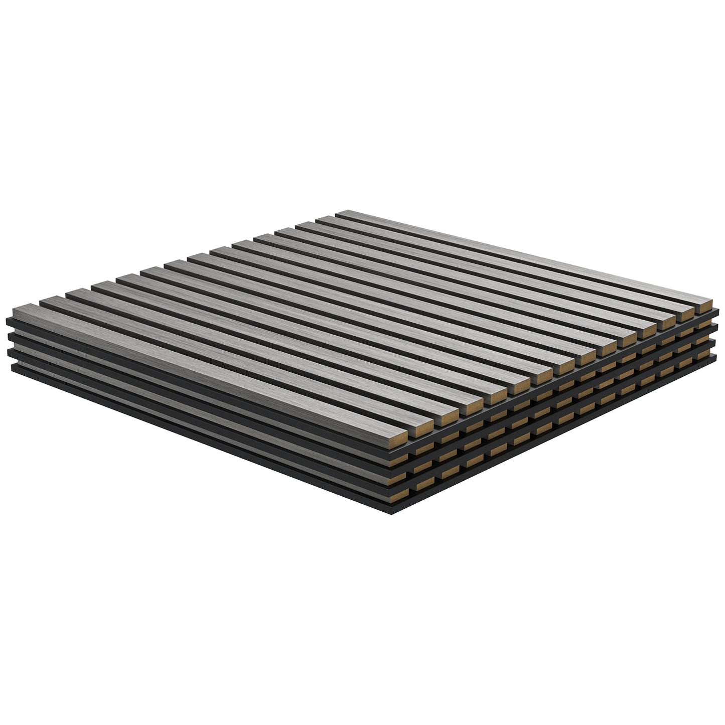 4-Pack Gray Wood Slat Acoustic Wall Panels (24"x24")