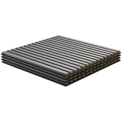 4-Pack Gray Wood Slat Acoustic Wall Panels (24"x24")