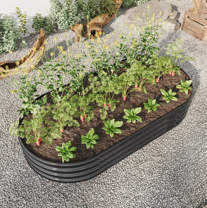 Outdoor Galvanized Metal Oval Planter Box